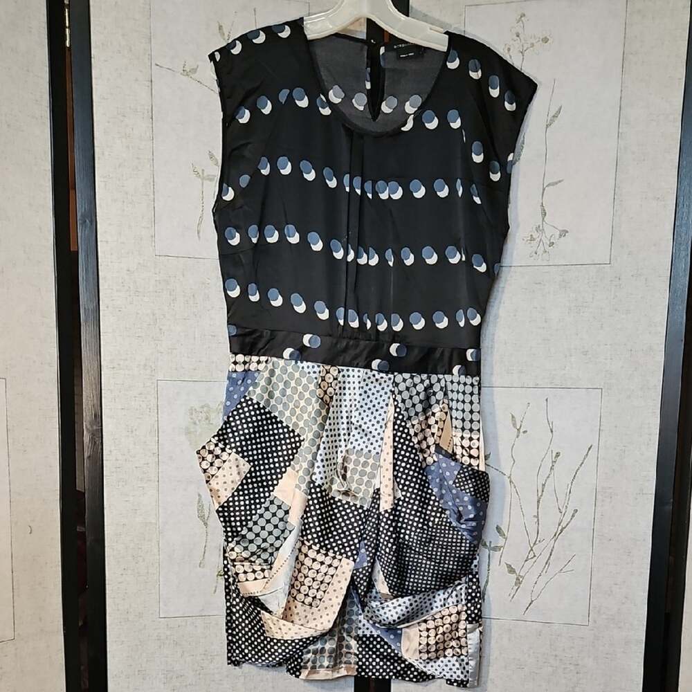 BCBGMaxAzria Black and Blue Sleeveless Sheath Midi Cocktail Dress - Picture 1 of 4